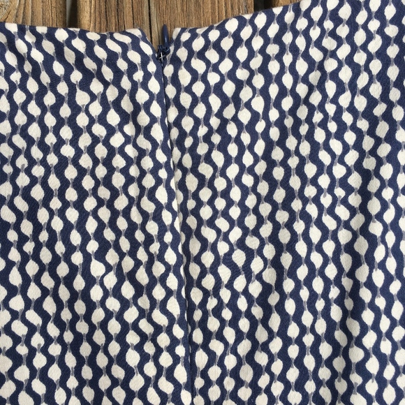 J. Crew Navy/Cream Patterned Dress 10 - Vintage - Picture 5 of 8